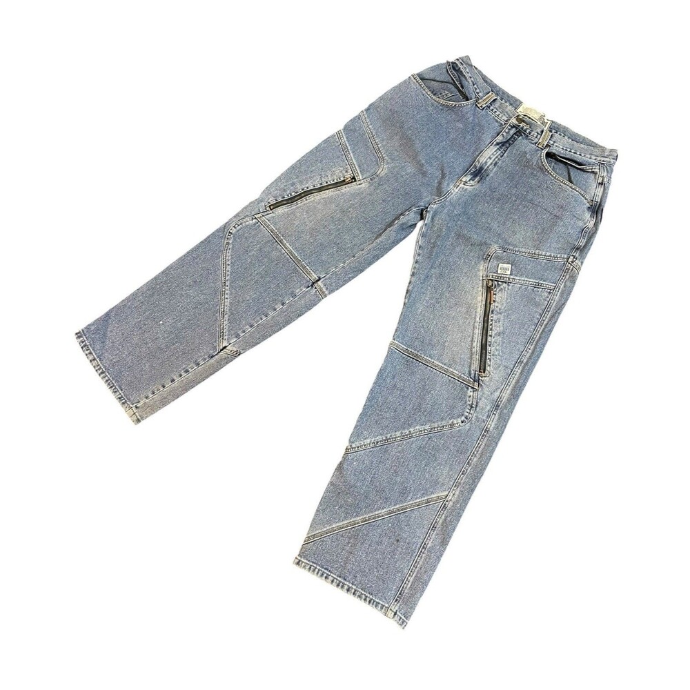 Vintage Y2K Vibes Gold Label Denim Baggy Wide Leg Zipper Jeans Size 38x34 Skater
